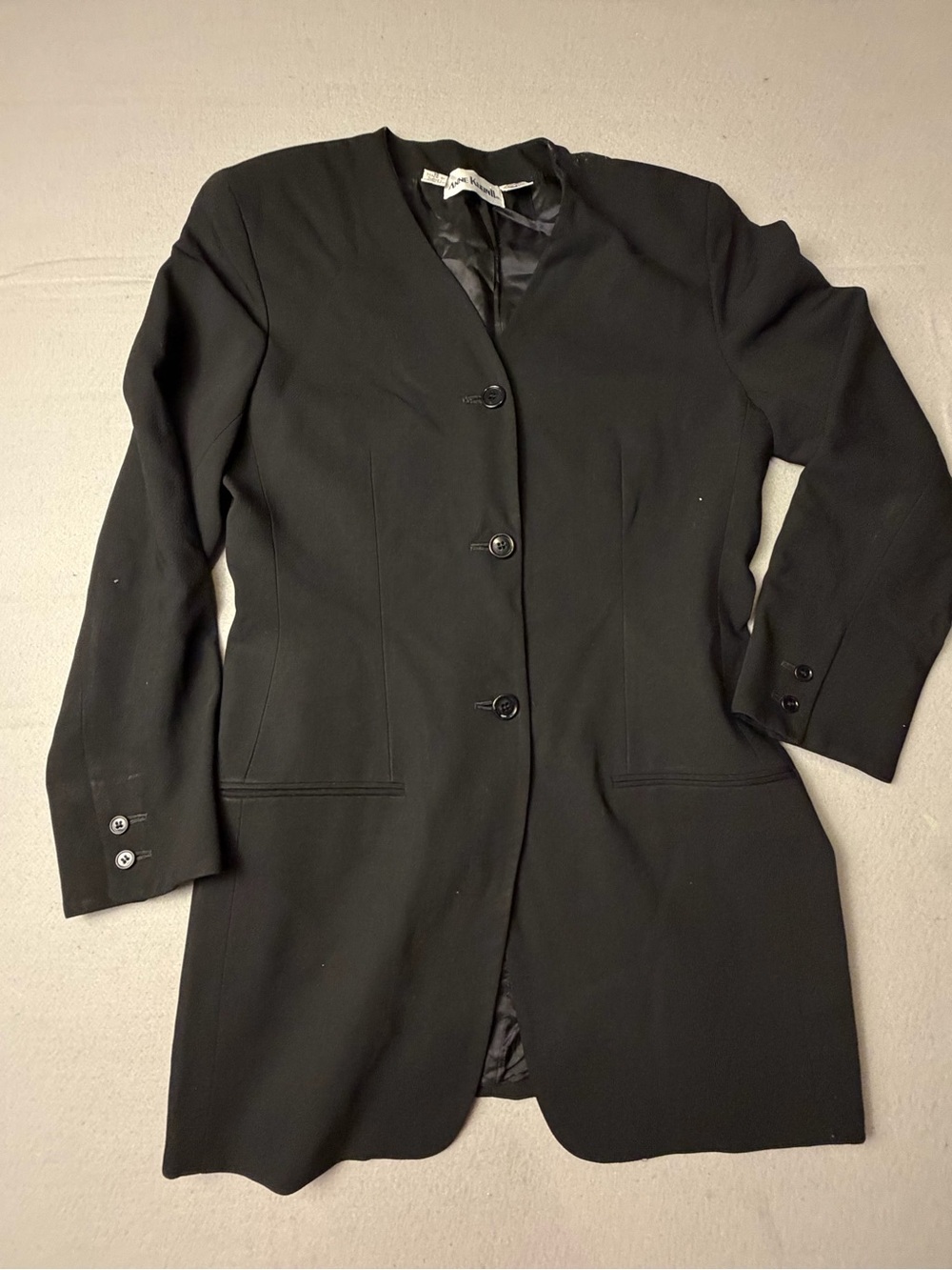 Vintage Anne Klein Black Long Women's Blazer Jacket 10